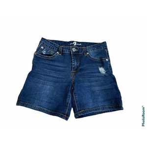 7‎ for all Mankind Blue Distressed Jean Shorts Size 12 5” Inseam